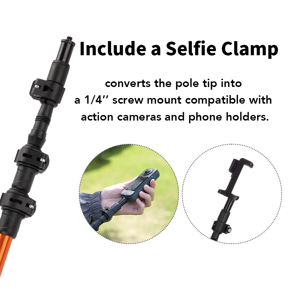 Selfie Trekking Pole – Ultralight 7075 Aluminum Hiking Poles with Built-in 1/4” Mount, Selfie Clamp, Tripod & Camera Kit – Adjustable Flip-Lock Walking Stick for Men & Women
