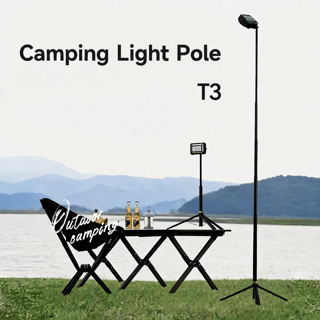 Camping Lamp Stand T3 – Ultralight Foldable Aluminum Lantern Stand for Camping - camperig