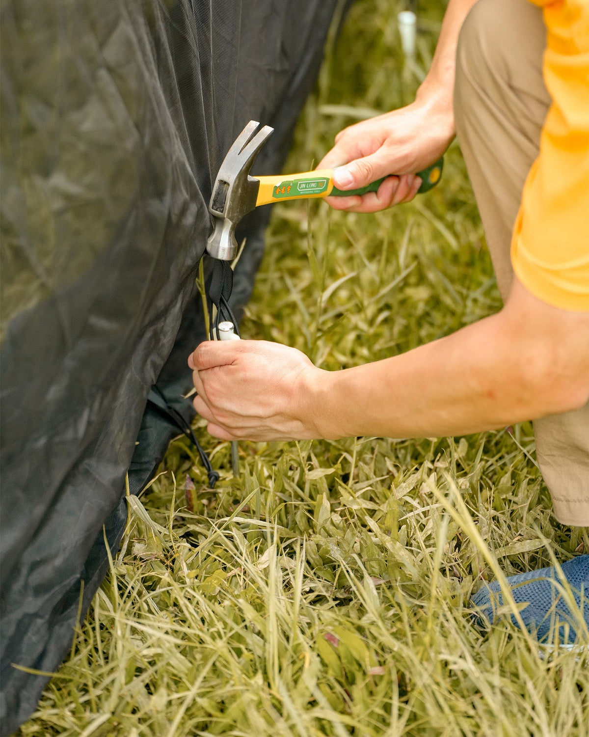 AT200 setup step 4: tension and secure the shelter
