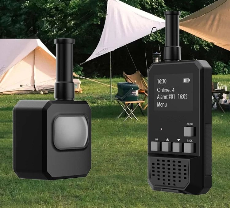 Outdoor Guardians Basecamp sensor and handheld receiver at a campsite