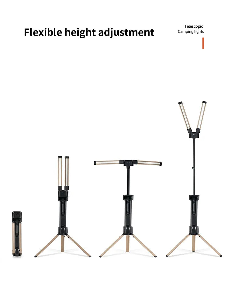 Camping Light with Stand 8000 Lumen, 87’’ Rechargeable Dual Power Source Led Work Light with Stand, Telescopic and Collapsible, IP54 Waterproof, Ideal for Working, Hiking, Camping, 4000/7000K Dimmable - camperig