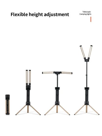 Camping Light with Stand 8000 Lumen, 87’’ Rechargeable Dual Power Source Led Work Light with Stand, Telescopic and Collapsible, IP54 Waterproof, Ideal for Working, Hiking, Camping, 4000/7000K Dimmable - camperig