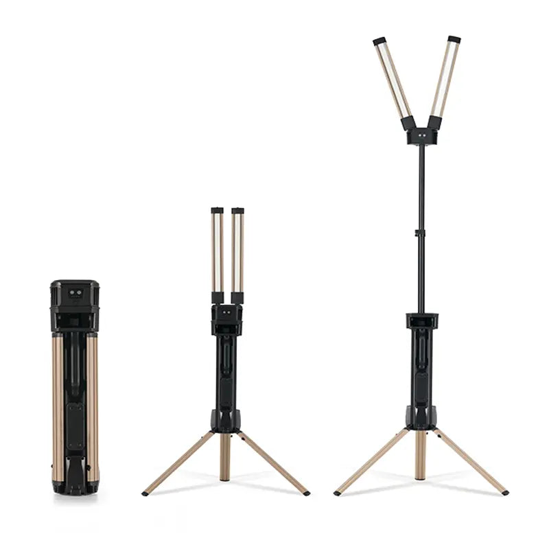 Camping Light with Stand 8000 Lumen, 87’’ Rechargeable Dual Power Source Led Work Light with Stand, Telescopic and Collapsible, IP54 Waterproof, Ideal for Working, Hiking, Camping, 4000/7000K Dimmable - camperig