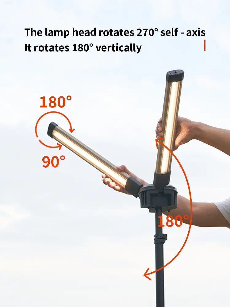 Camping Light with Stand 8000 Lumen, 87’’ Rechargeable Dual Power Source Led Work Light with Stand, Telescopic and Collapsible, IP54 Waterproof, Ideal for Working, Hiking, Camping, 4000/7000K Dimmable - camperig