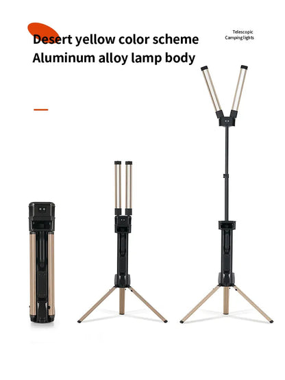 Camping Light with Stand 8000 Lumen, 87’’ Rechargeable Dual Power Source Led Work Light with Stand, Telescopic and Collapsible, IP54 Waterproof, Ideal for Working, Hiking, Camping, 4000/7000K Dimmable - camperig