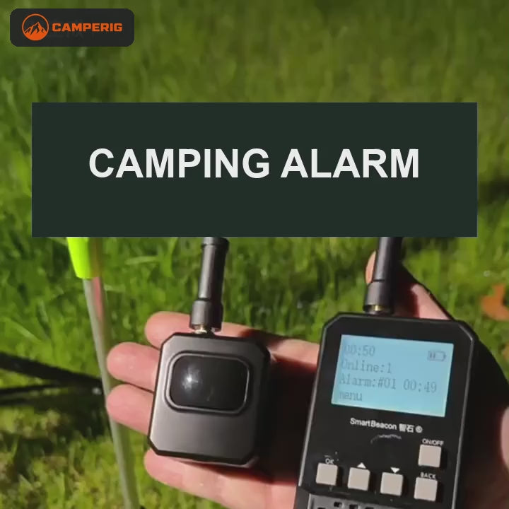Outdoor Guardians Basecamp sensor and receiver demo at a campsite